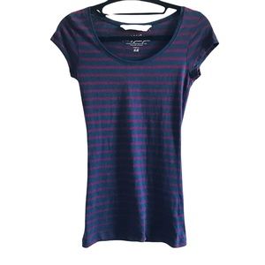 H&M Striped Print Short Sleeve Slim Top Size XS